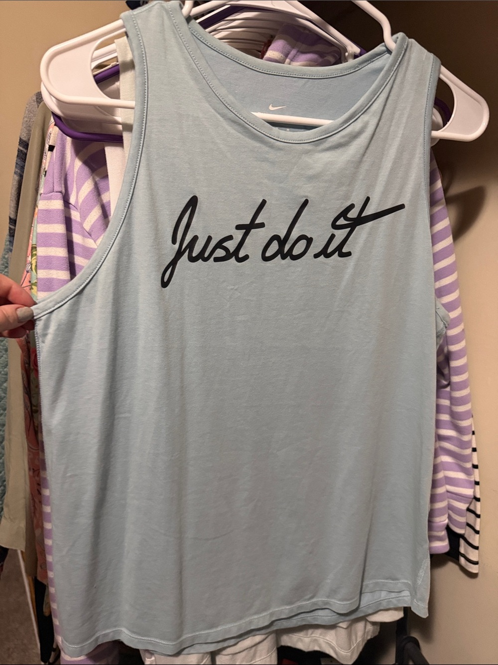 Nike Women's Pale Blue 'Just Do It' Graphic Tank